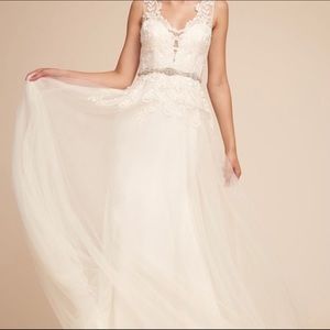 BHLDN Madrick V Neck Lace Wedding Dress size 12